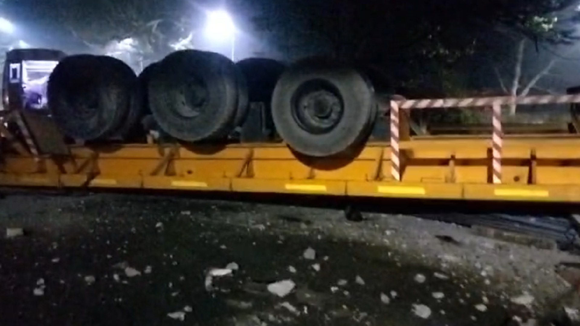 Trailer Falls 20 Feet Off Bridge on NH-16 in Odisha's Khallikote