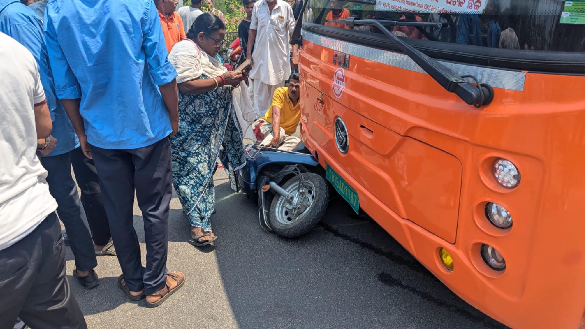 Scooter Rider Injured After ‘Ama Bus’ Hits Two-Wheeler In Burla