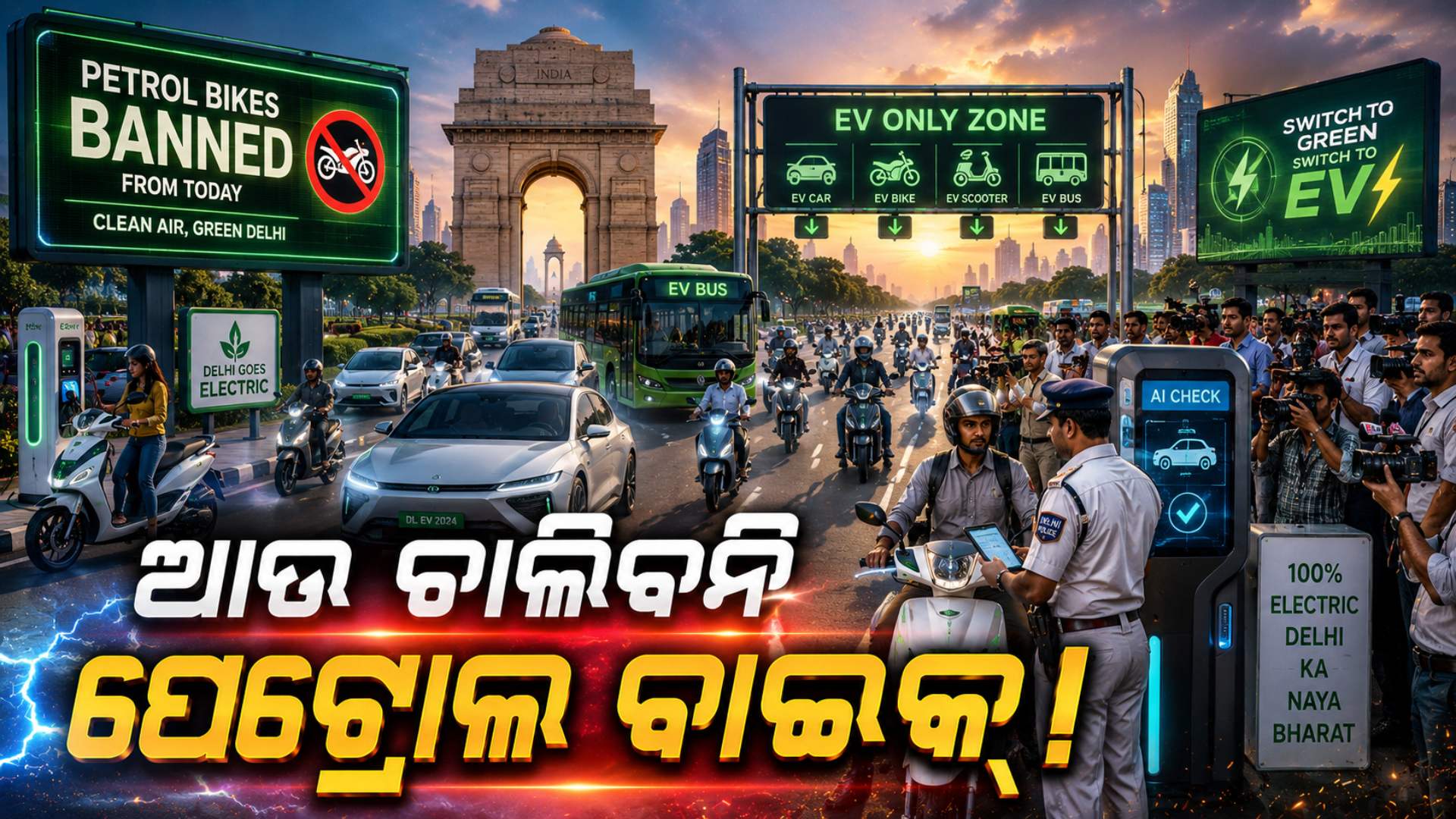 ଦିଲ୍ଲୀରେ ବନ୍ଦ ହେବ ପେଟ୍ରୋଲ ବାଇକ୍‌ ! ଆସିଲା ନୂଆ EV ପଲିସି