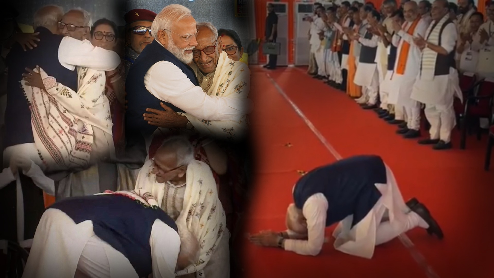 PM Modi Honours Veteran BJP Worker Makhanlal Sarkar, Bows Before People at Swearing-In Ceremony