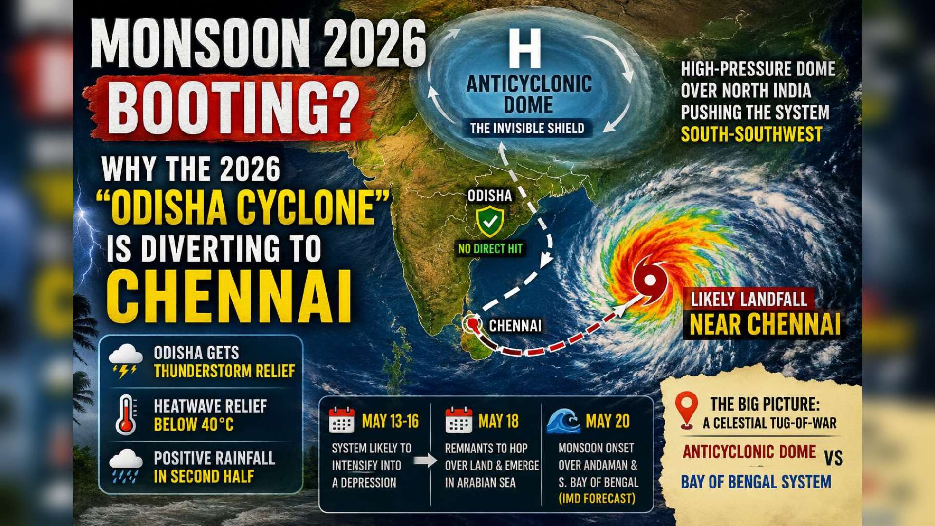 Monsoon 2026 Booting? Why the 2026 ‘Odisha Cyclone’ Diverting to Chennai