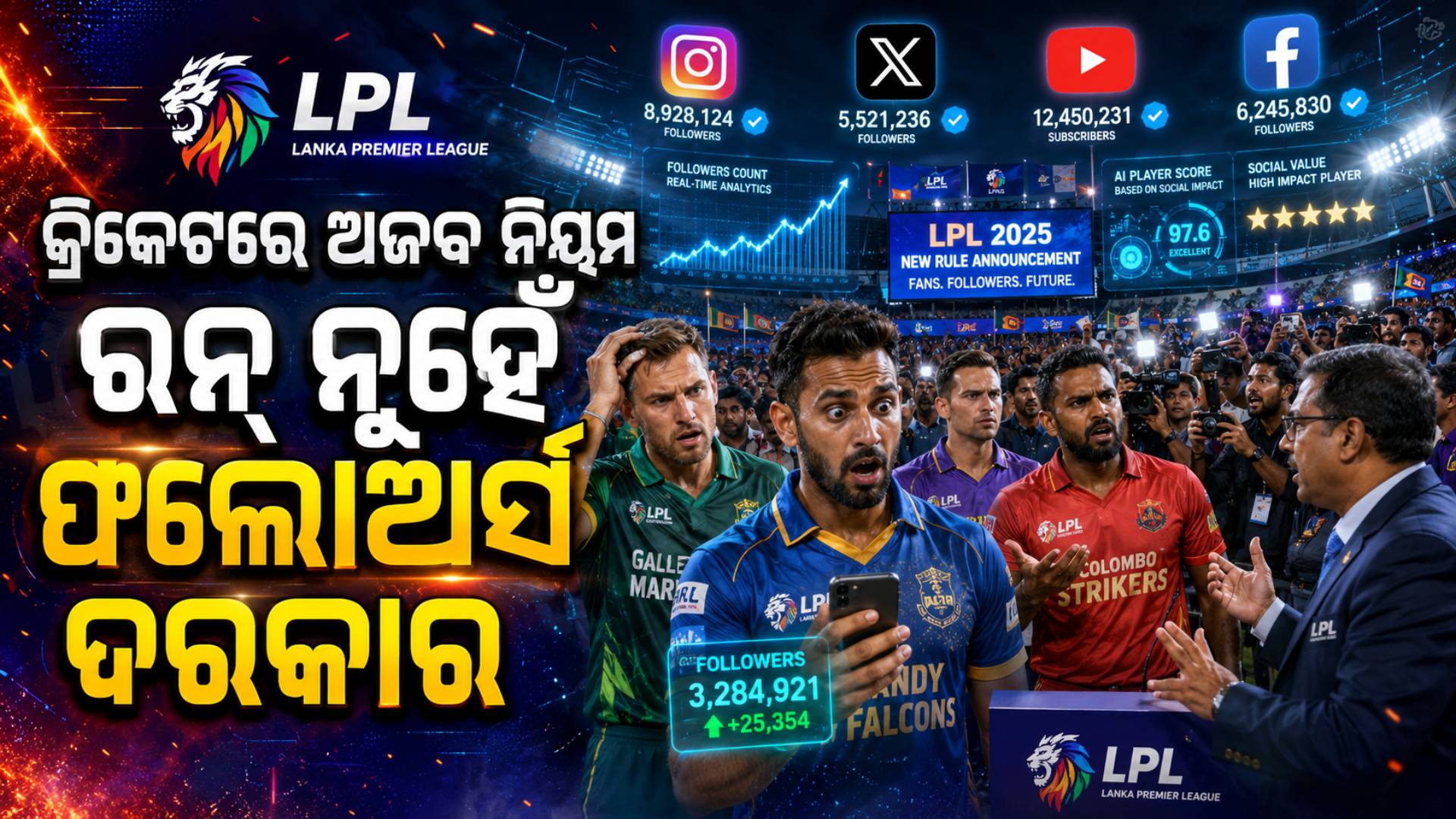 ରନ୍‌ ନୁହେଁ, ଇନ୍‌ଷ୍ଟାଗ୍ରାମ୍‌ ଫଲୋଅର୍ସ ନିର୍ଣ୍ଣୟ କରିବ ଖେଳାଳିଙ୍କ ଦାମ ! T20 ଲିଗ୍‌ର ନୂଆ ନିୟମ ଭାଇରାଲ୍‌