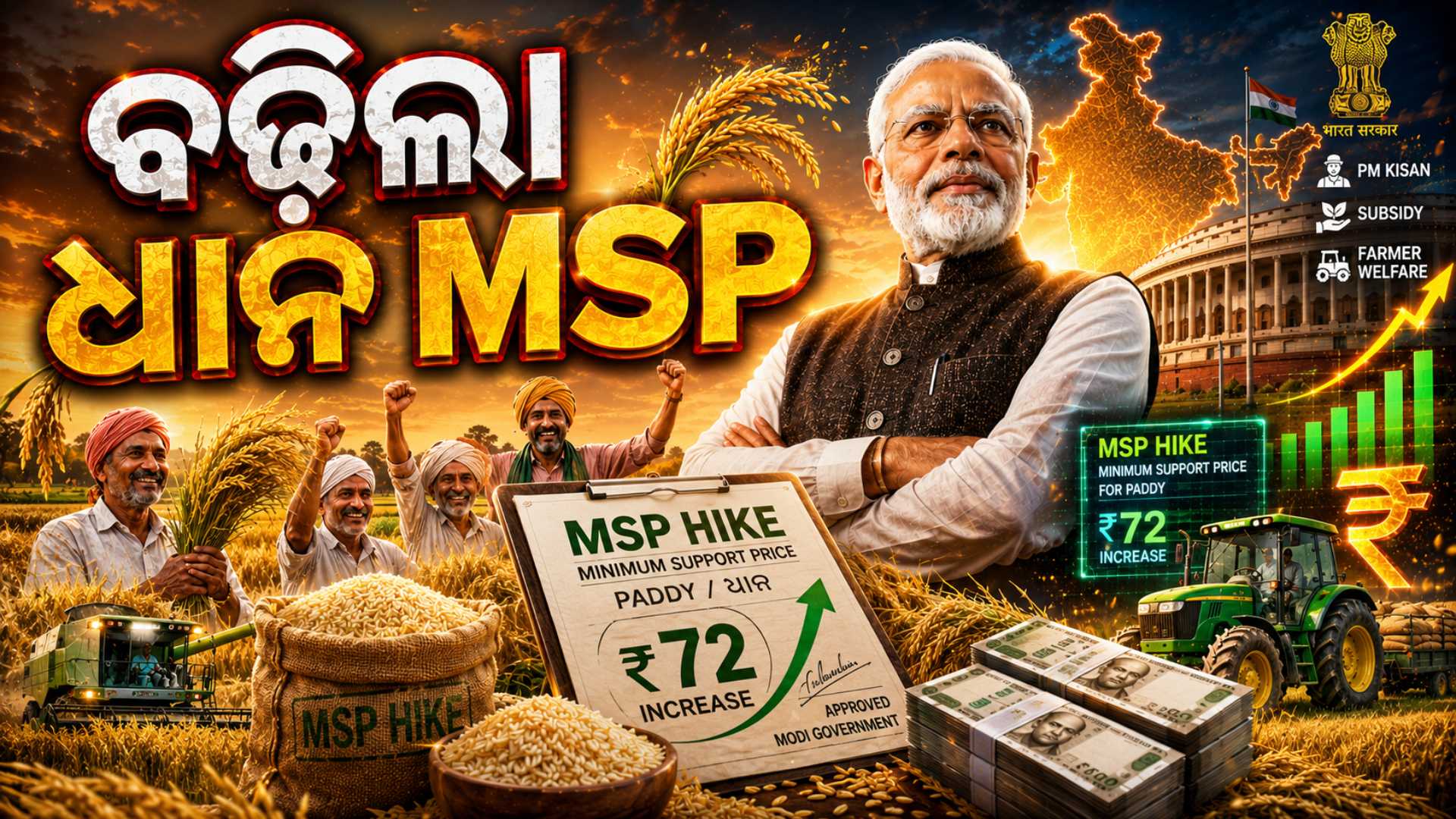 ଚାଷୀଙ୍କୁ PM ମୋଦିଙ୍କ ବଡ଼ ଉପହାର, ୧୪ଟି ଶସ୍ୟର MSP ବଢାଇଲେ ସରକାର