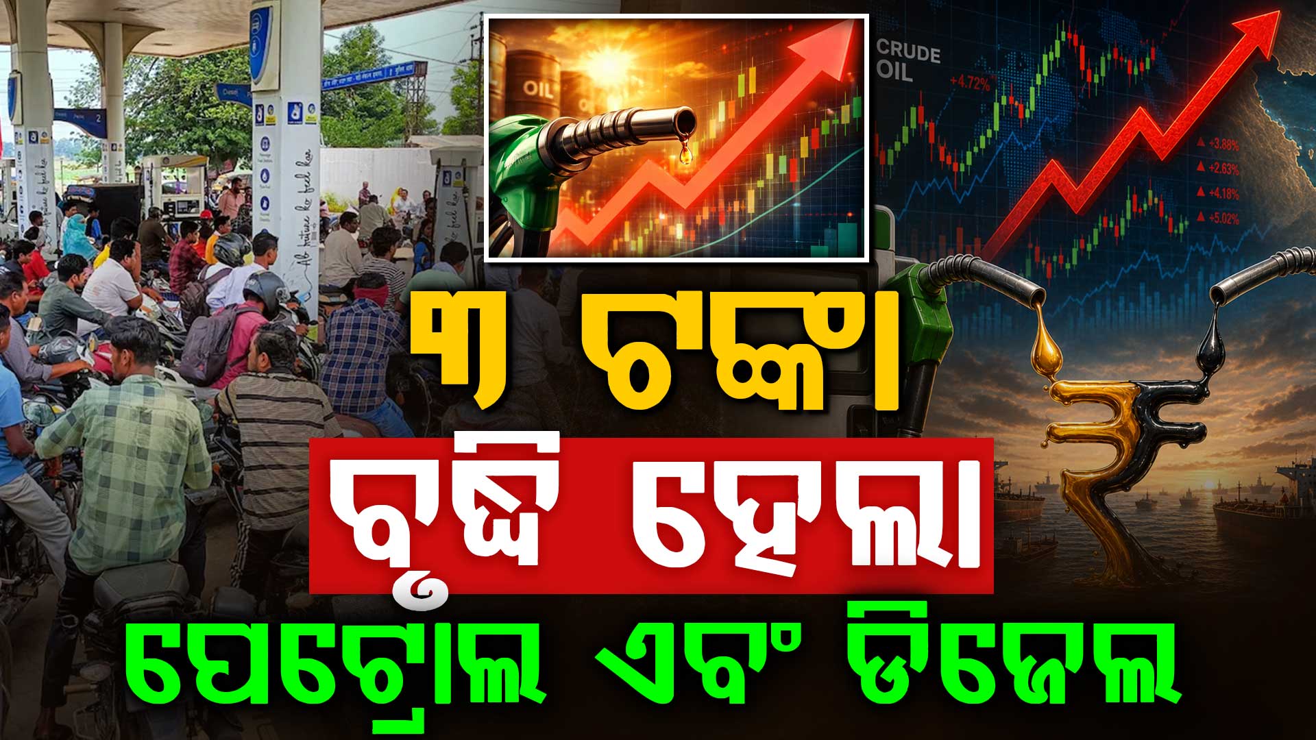 ବଢ଼ିଲା ଚିନ୍ତା: ୩ ଟଙ୍କା ବୃଦ୍ଧି ହେଲା ପେଟ୍ରୋଲ ଦର...