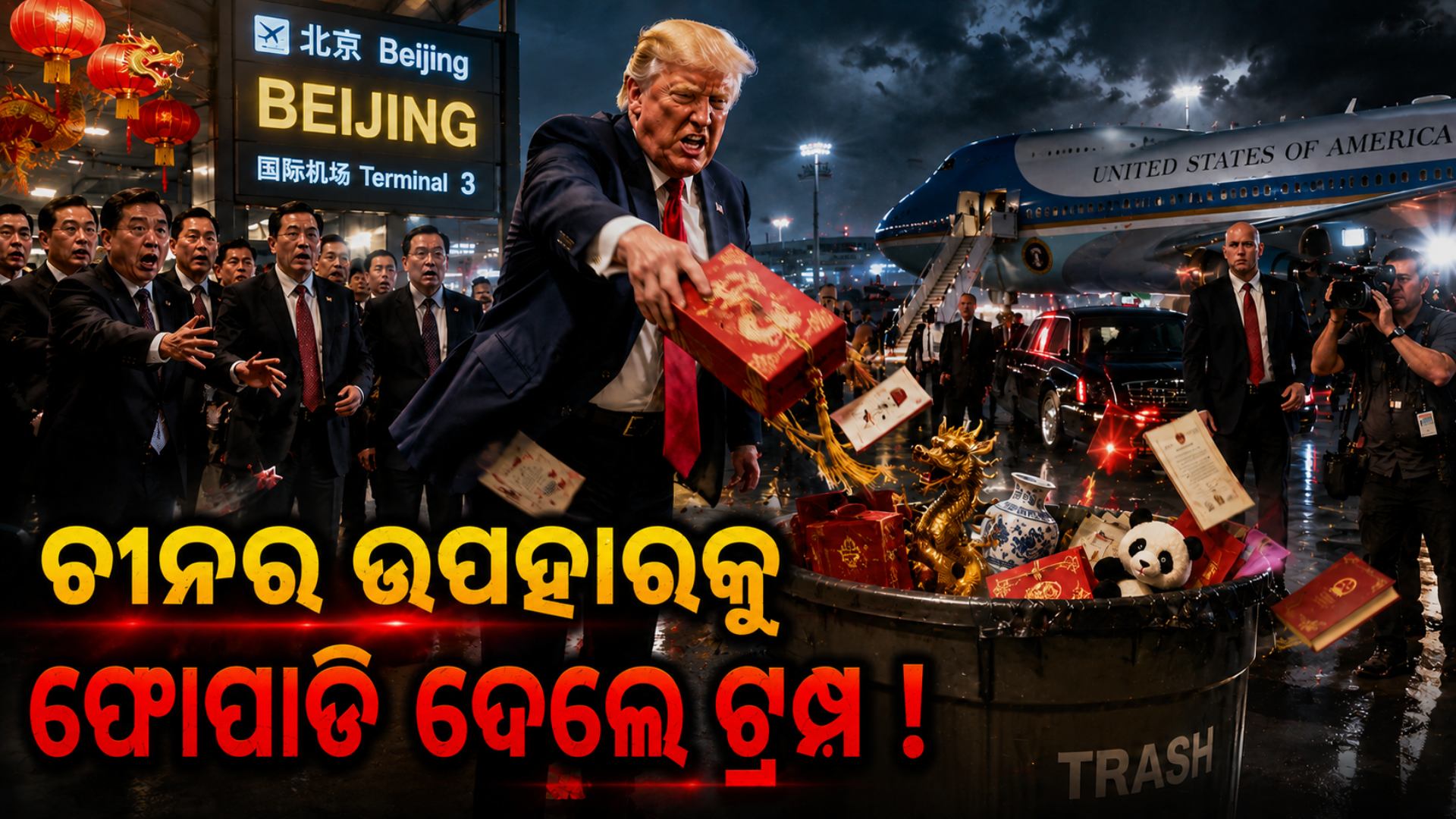 ଜାସୁସୀ ଆଶଙ୍କା, ଚୀନର ଉପହାରକୁ ଡଷ୍ଟବିନରେ ଫିଙ୍ଗିଦେଲେ ଟ୍ରମ୍ପ !