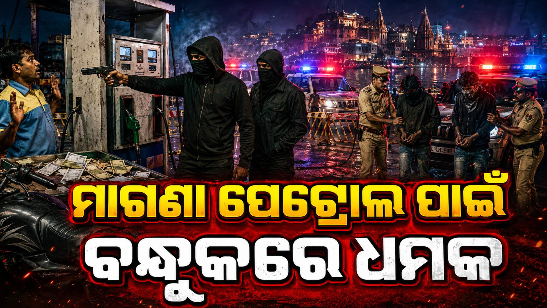 ପେଟ୍ରୋଲ୍ ପମ୍ପରେ ଗୁଣ୍ଡାଗିରି, ବନ୍ଧୁକ ଧରି ଆସିଲେ...ପେଟ୍ରୋଲ ପକାଇ ପଳାଇଲେ