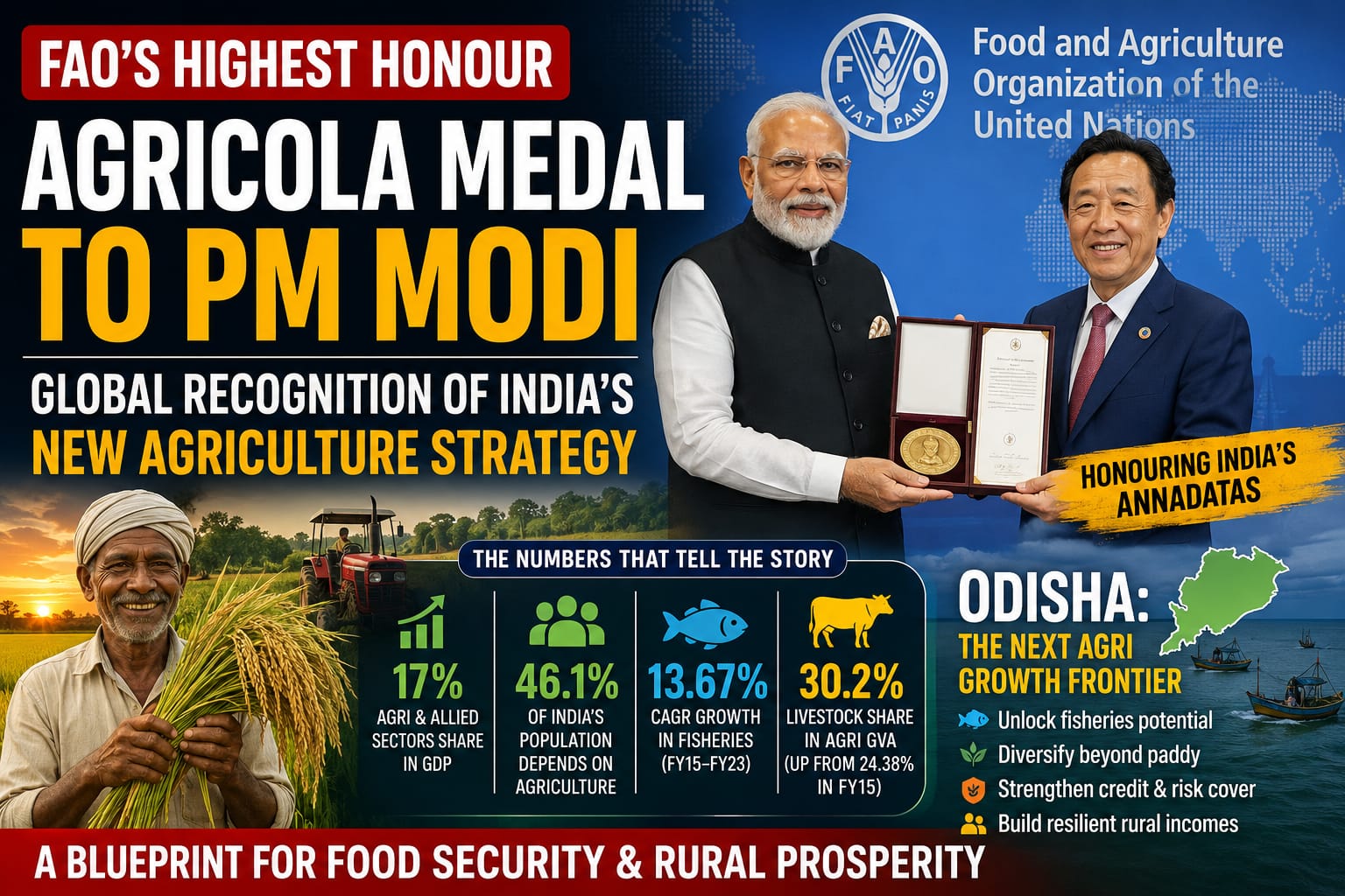 FAO’s Highest Honour for PM Modi: Why the Agricola Medal Signals a Global Endorsement of India’s ‘Annadatas’| Analysis