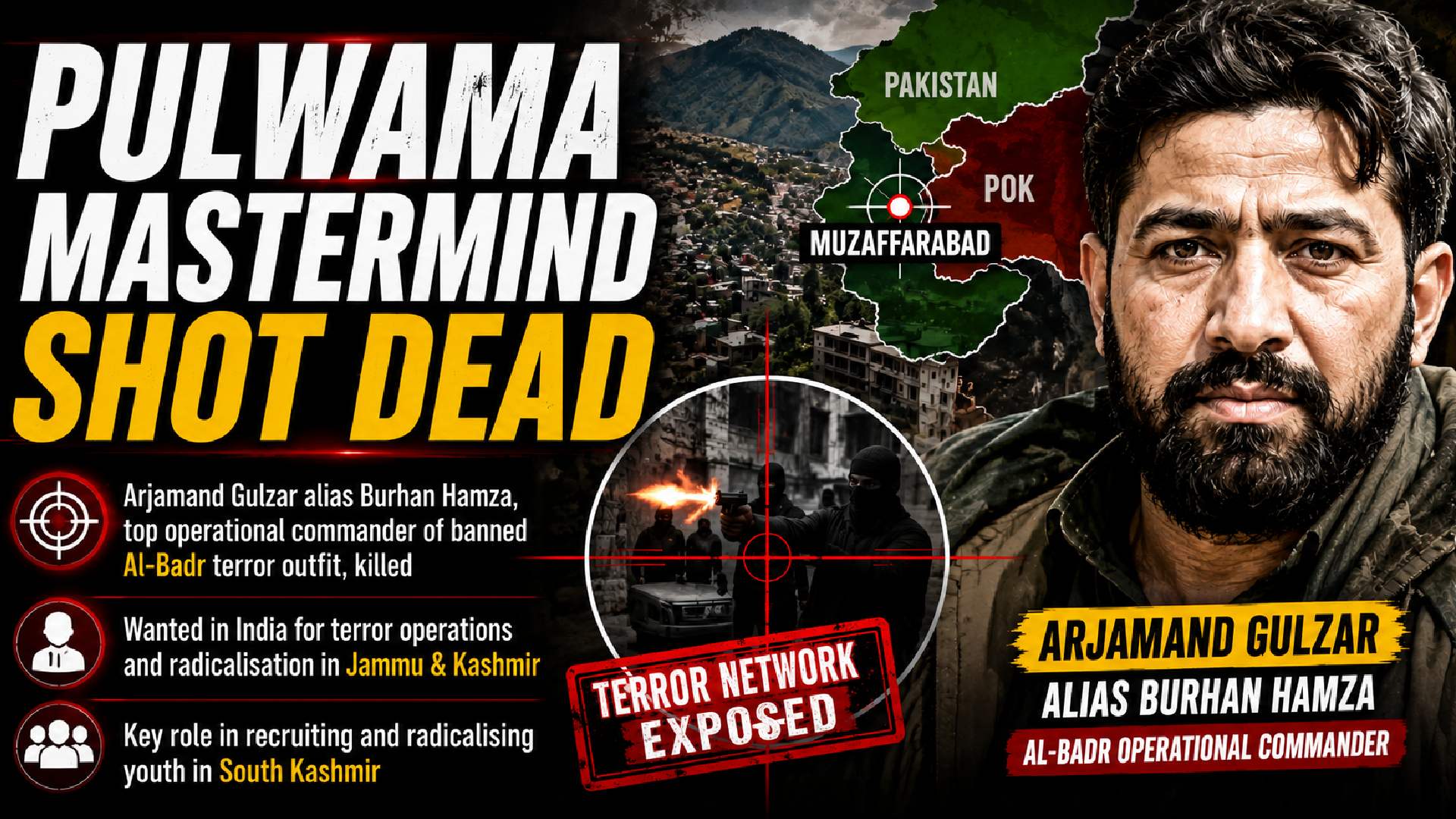 India's Wanted Terrorist Burhan Hamza Shot Dead By Unidentified Gunmen In Muzaffarabad