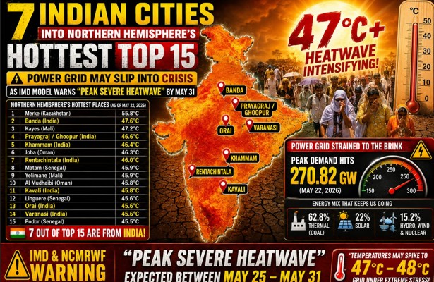 7 Indian Cities into Northern Hemisphere’s Hottest Top 15; Power Grid May Slip into Crisis as IMD model Warns “Peak Severe Heatwave” by May 31| Special Story