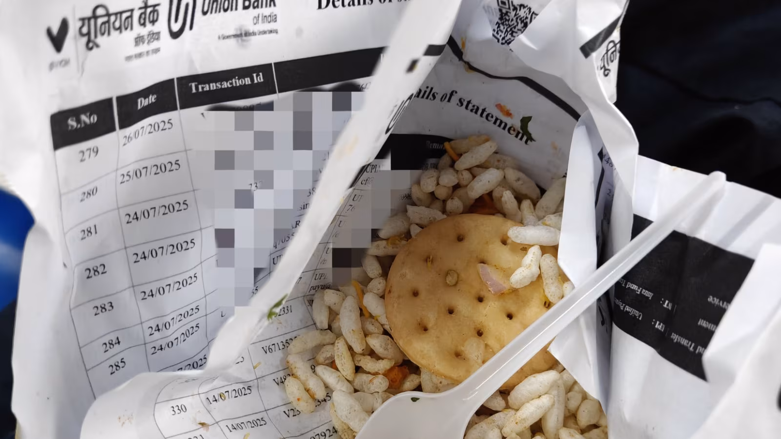 Bank Details Served With Bhel Puri? Viral Snack Packet Triggers Privacy Alarm