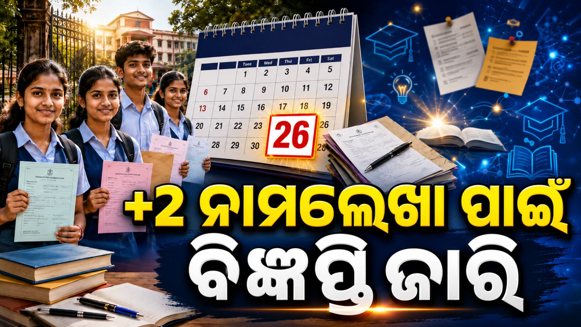 +୨ ନାମଲେଖା ପାଇଁ ପ୍ରକାଶ ପାଇଲା ବିଜ୍ଞପ୍ତି, ଜାଣନ୍ତୁ କେମିତି କରିବେ ଆବେଦନ