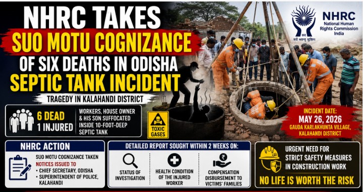 NHRC Takes Suo Motu Cognizance of Six Deaths in Odisha Septic Tank Incident