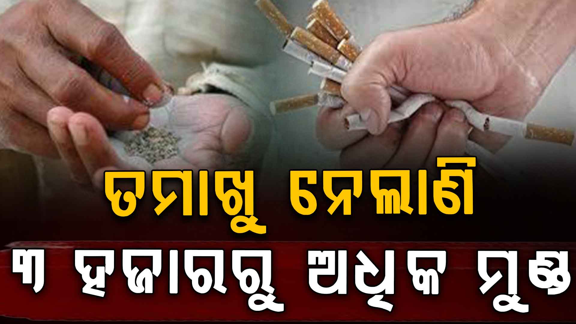 ଆଜି ବିଶ୍ବ ତମାଖୁ ବର୍ଜନ ଦିବସ, ରାଜ୍ୟରେ ତମାଖୁ ନେଲାଣି 3 ହଜାରରୁ ଅଧିକ ମୁଣ୍ଡ,ମୁଖ କ୍ୟାନ୍ସର ସାଜିଛି ମୁଣ୍ଡ ବିନ୍ଧାର କାରଣ