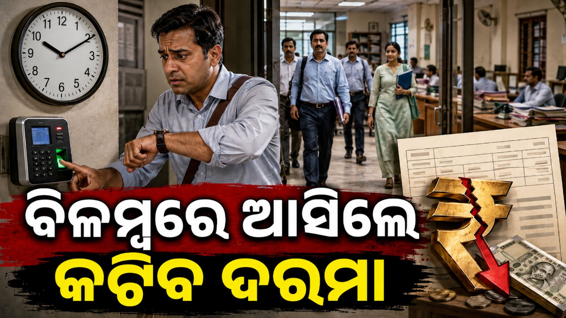 ଆଉ ଚଳିବନି ସରକାରୀ କର୍ମଚାରୀଙ୍କ ମନମାନି, ଏଣିକି ବିଳମ୍ବରେ ଅଫିସ୍‌ ଆସିଲେ କଟିବ ଦରମା