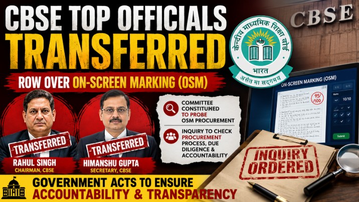 CBSE Chairman, Secretary Transferred Amid OSM Row