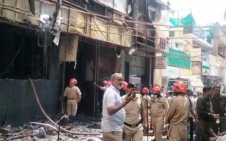 Massive Fire Engulfs Delhi’s Malviya Nagar Restaurant, Three Rescued as Blaze Hits Multi-Storey Building