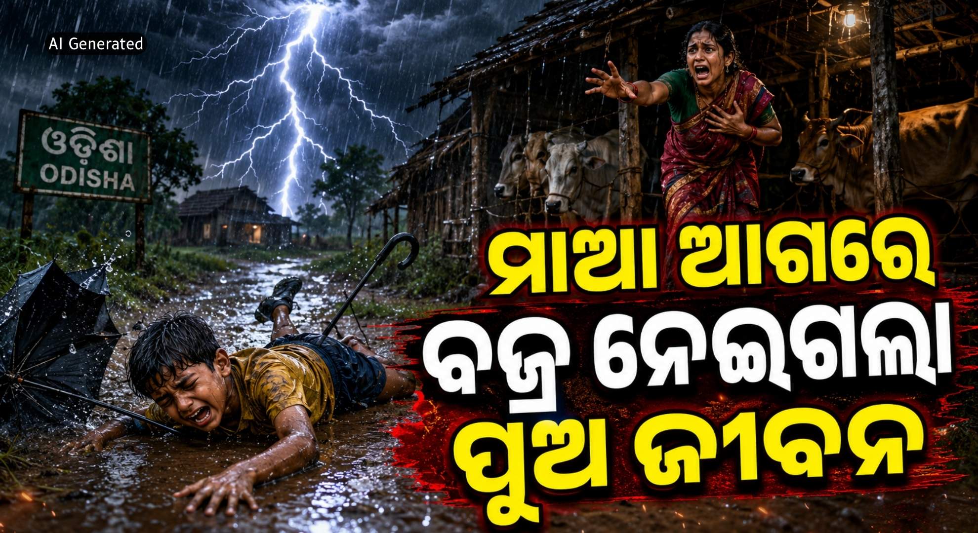ବଜ୍ରପାତରେ ୩ ଜଣଙ୍କ ମୃତ୍ୟୁ; ମାଆଙ୍କୁ ଆଣିବାକୁ ଛତା ନେଇଯିବା ବେଳେ ଟଳି ପଡ଼ିଲା ପୁଅ