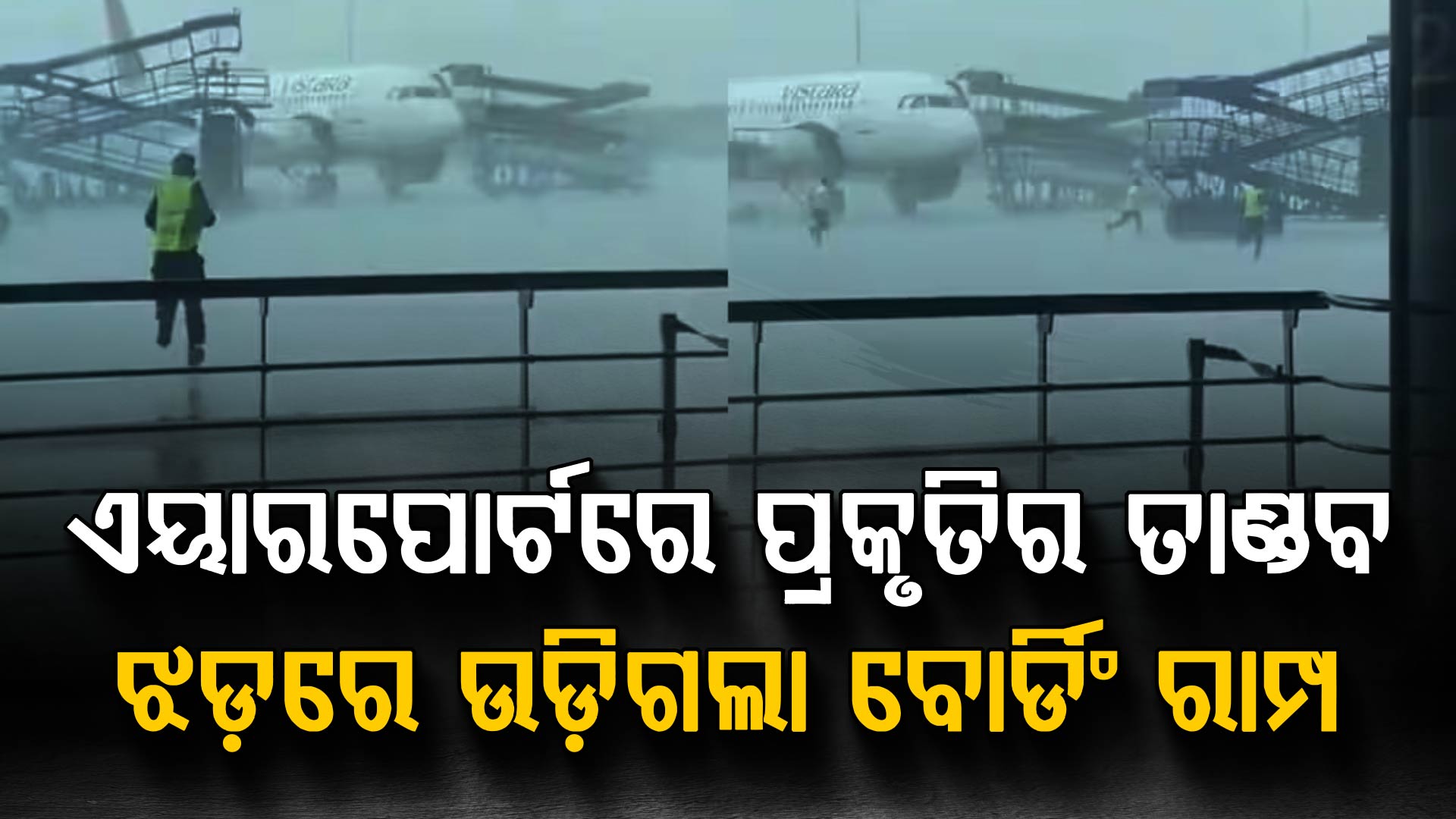 ଝଡ଼ରେ ଦୋହଲିଲା ଏୟାରପୋର୍ଟ…ଦୌଡ଼ିଲେ ଗ୍ରାଉଣ୍ଡ ଷ୍ଟାଫ୍… ଭାଇରାଲ ହେଉଛି ଭିଡିଓ