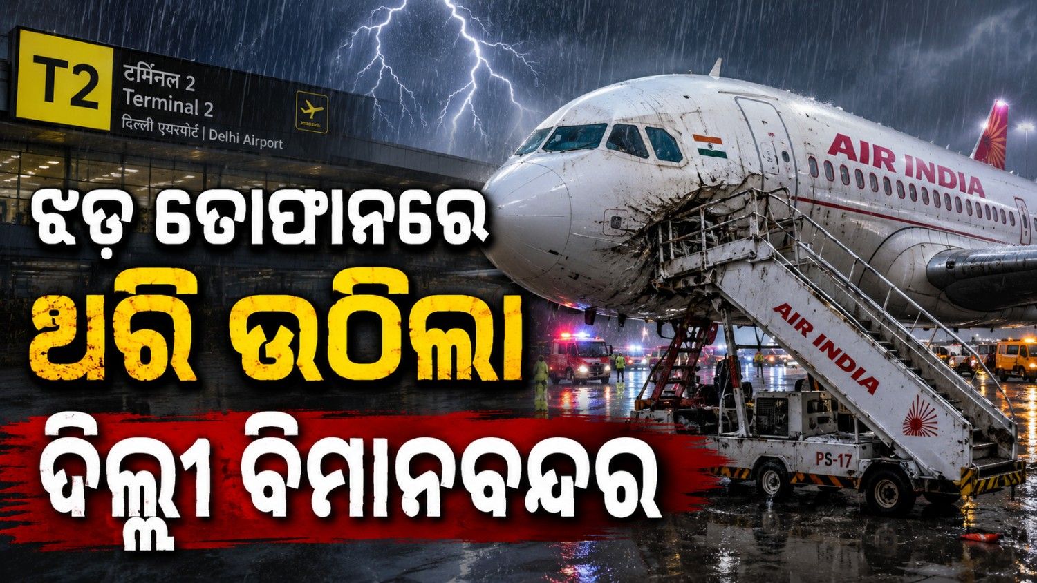 ଦିଲ୍ଲୀ ବିମାନବନ୍ଦରରେ ପ୍ରକୃତିର ତାଣ୍ଡବ; ପବନରେ ଉଡ଼ିଗଲା ଲୁହା ଷ୍ଟାଣ୍ଡ୍