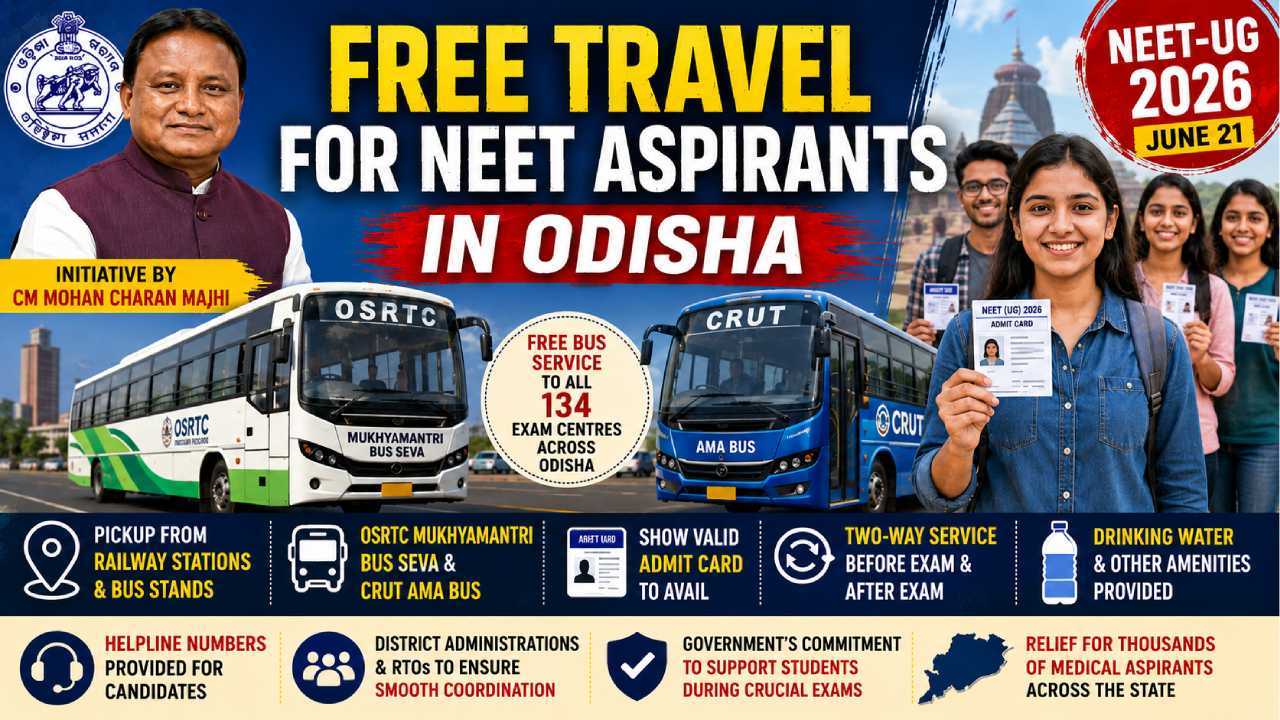 Odisha Govt Announces Free Bus Service For NEET Candidates on June 21