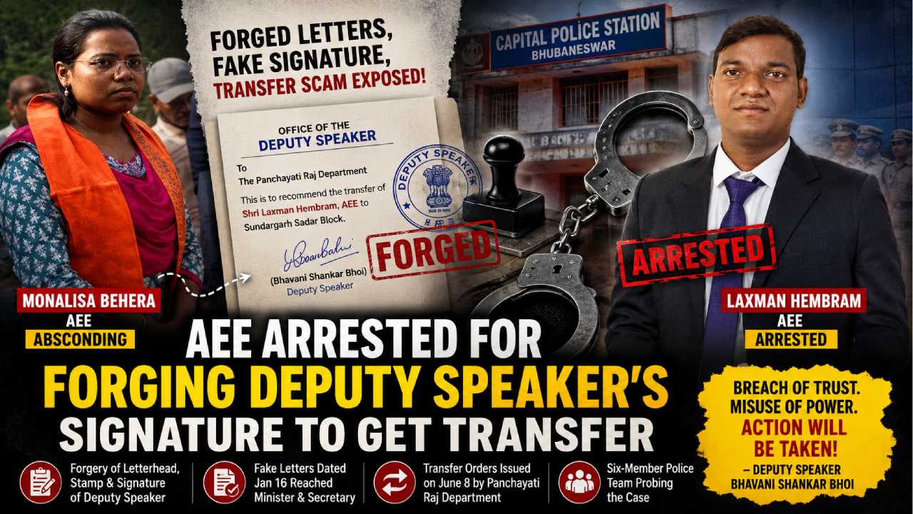 Odisha Deputy Speaker’s Signature Forged: One Engineer Arrested, Another Absconding