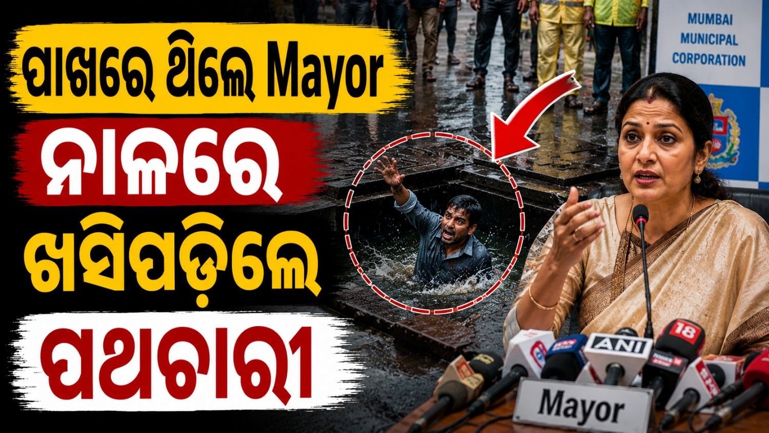 ମେୟର କରୁଥିଲେ ଆକ୍ସନ ପ୍ଲାନ୍; ଦେଖୁ ଦେଖୁ ଖୋଲା ଡ୍ରେନ୍ ଭିତରେ ପଡ଼ିଲେ ବ୍ୟକ୍ତି
